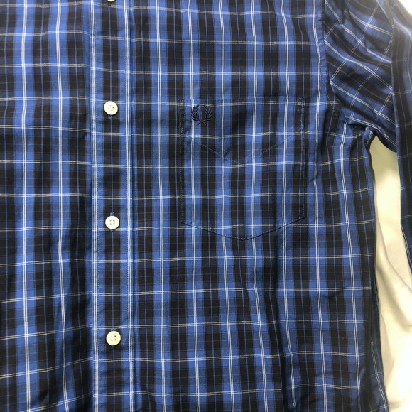 Fred Perry Plaid Blue Black Multicolor Tartan Button-down size‎ Small - Picture 3 of 8